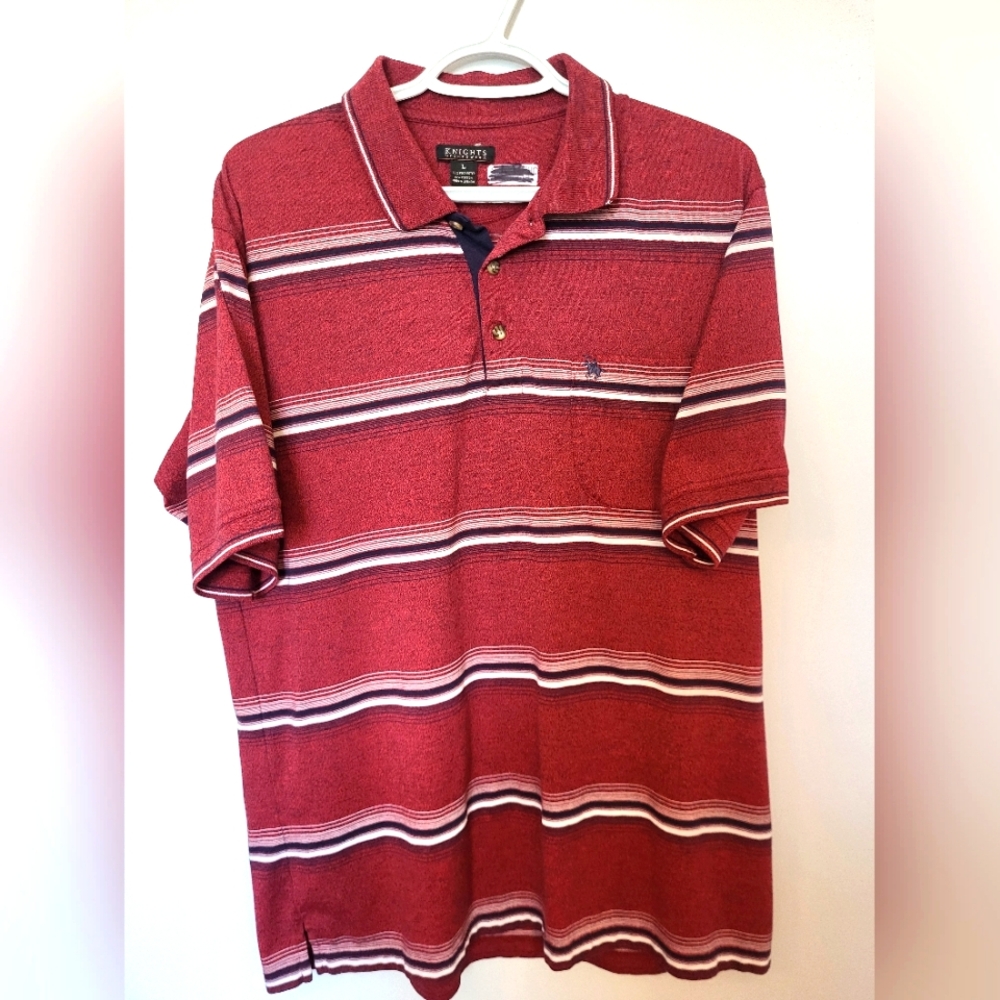 💥4 for $30💥 Knights sportswear red striped golf shirt size LG